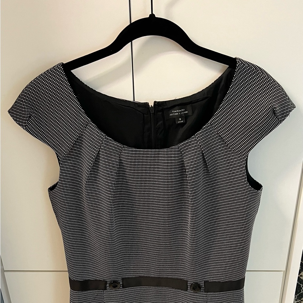 Beautiful knee-length Tahari sheath dress.